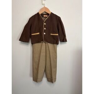 Twiglings‎ For Toddlers By Twigs Boys Brown Blazer Pants Outfit Set